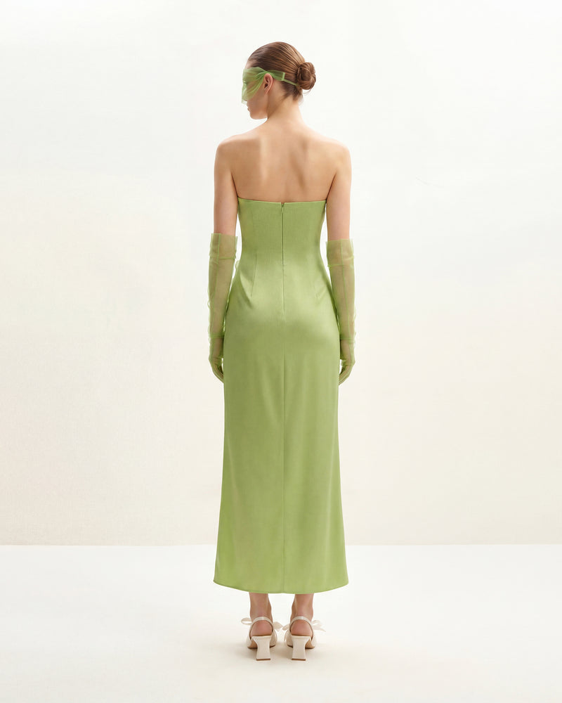 Floral Embroidered Long Dress - Green