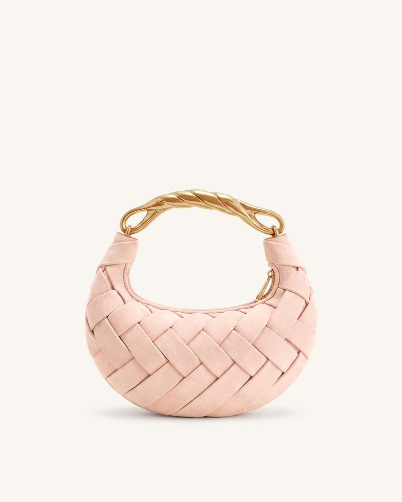 Orla Faux Suede Woven Handbag - Light Pink