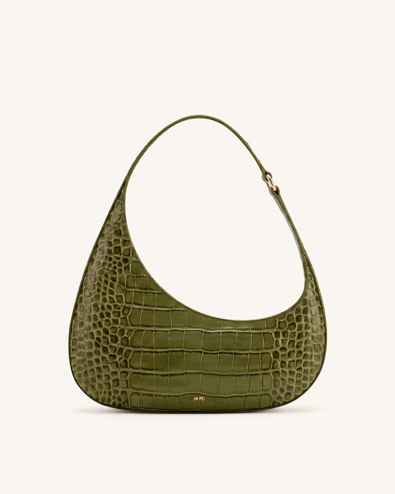 Harlee Shoulder Bag - Olive Green Croc