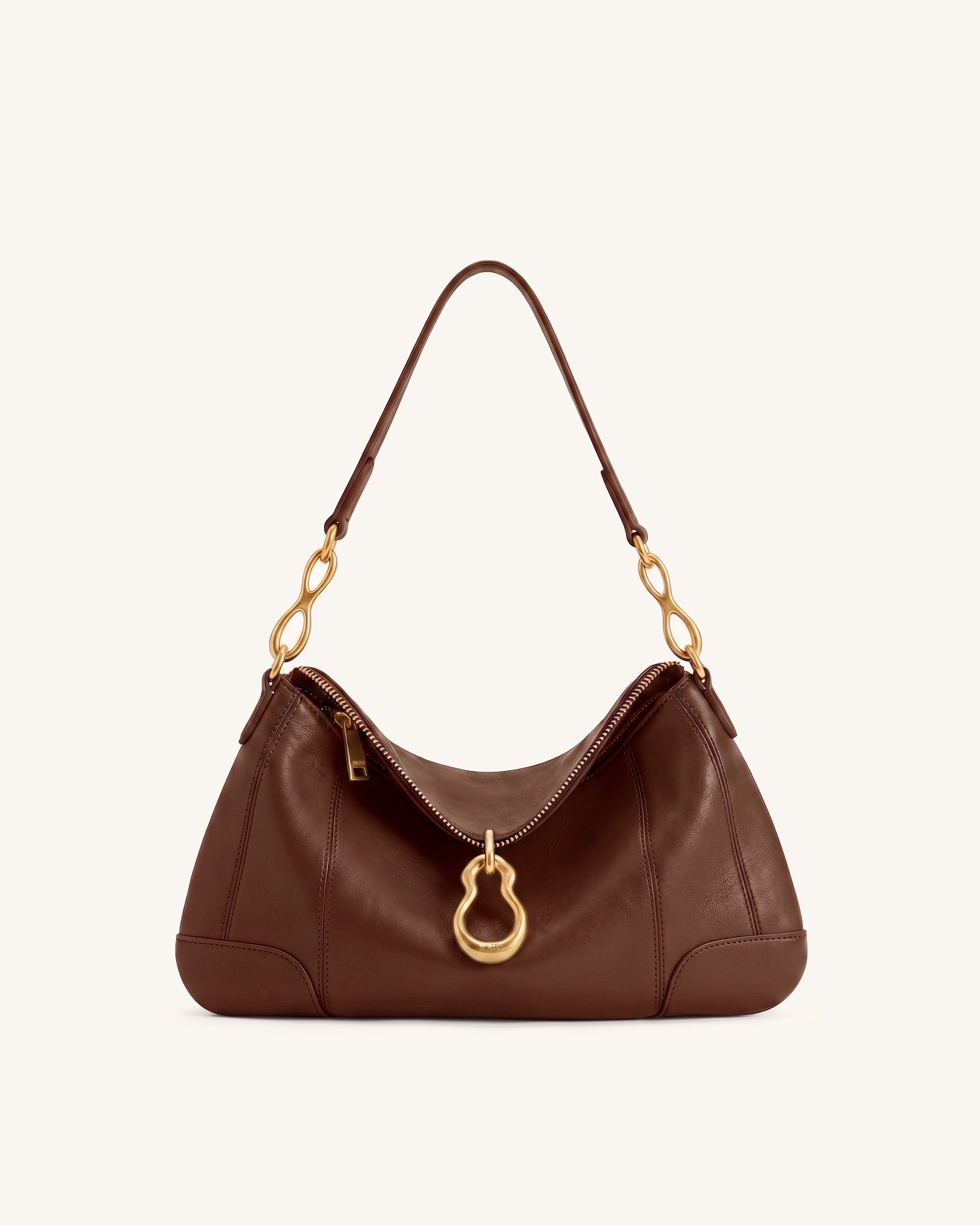 Jayla Metal Pendant Embellished Shoulder Bag - Coffee Brown