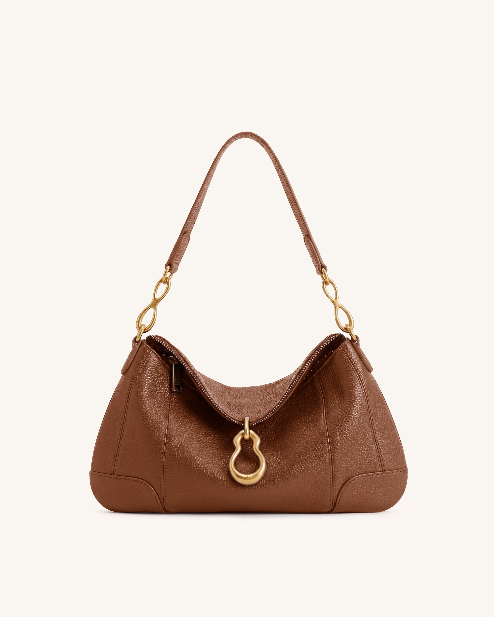 Jayla Metal Pendant Embellished Shoulder Bag - Brown