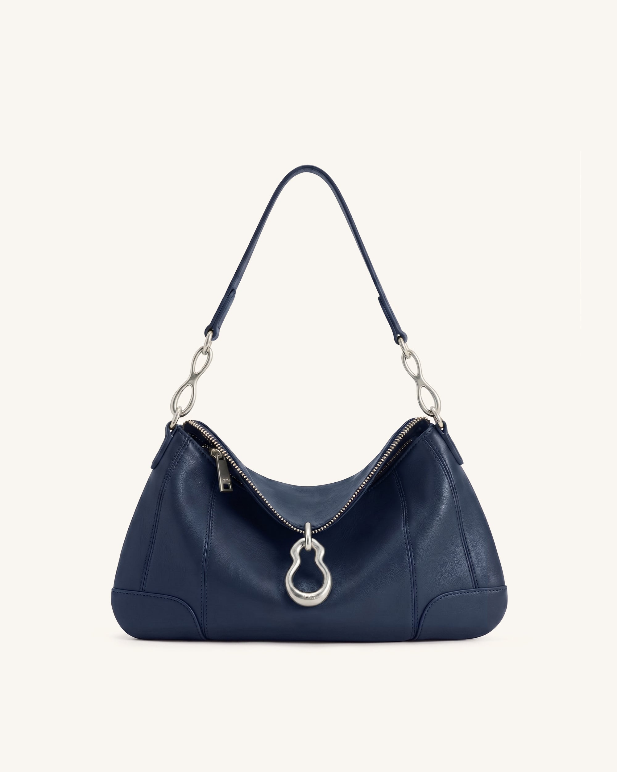 Jayla Metal Pendant Embellished Shoulder Bag - Dark blue