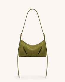 Loriette Faux Suede Crossbody Bag - Olive Green