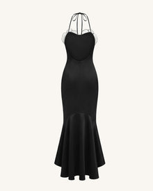 Orchid Embroidered High-Low Midi Dress - Black
