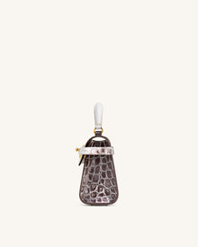 Elise Top Handle Bag - White Croc