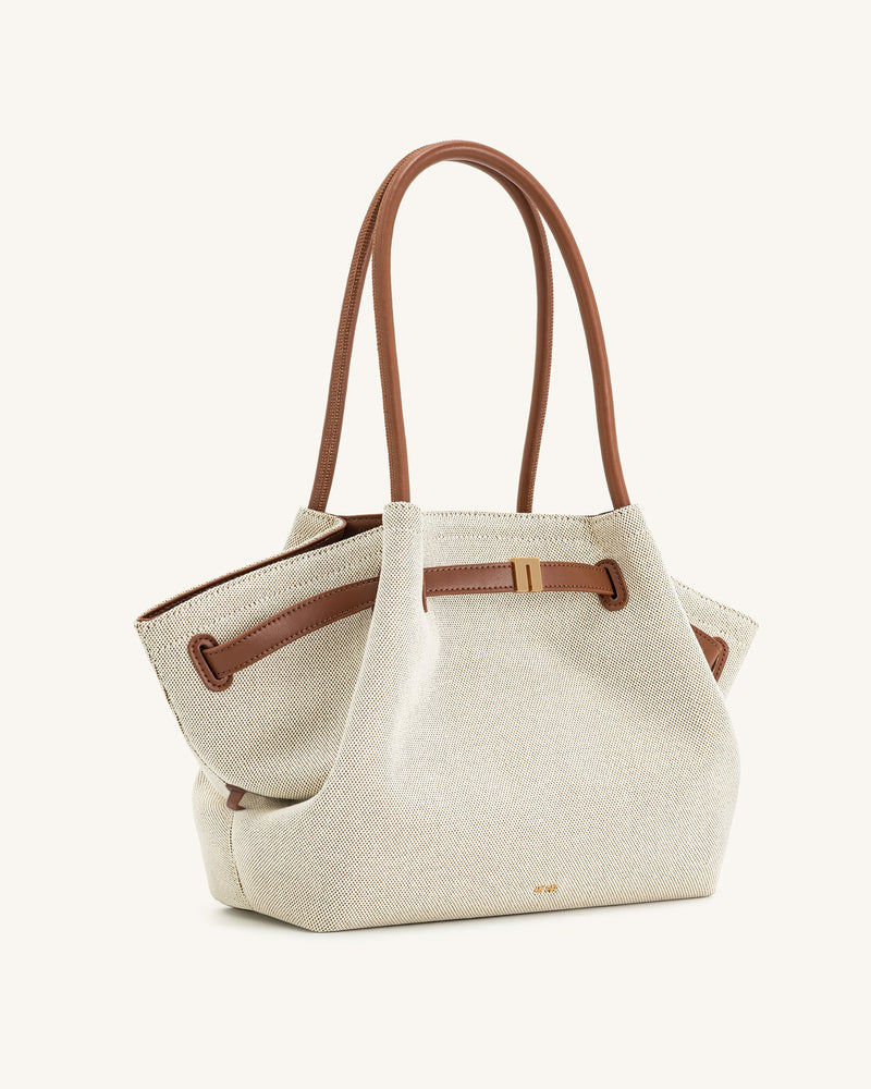 Hana Large Tote Bag - Brown Canvas