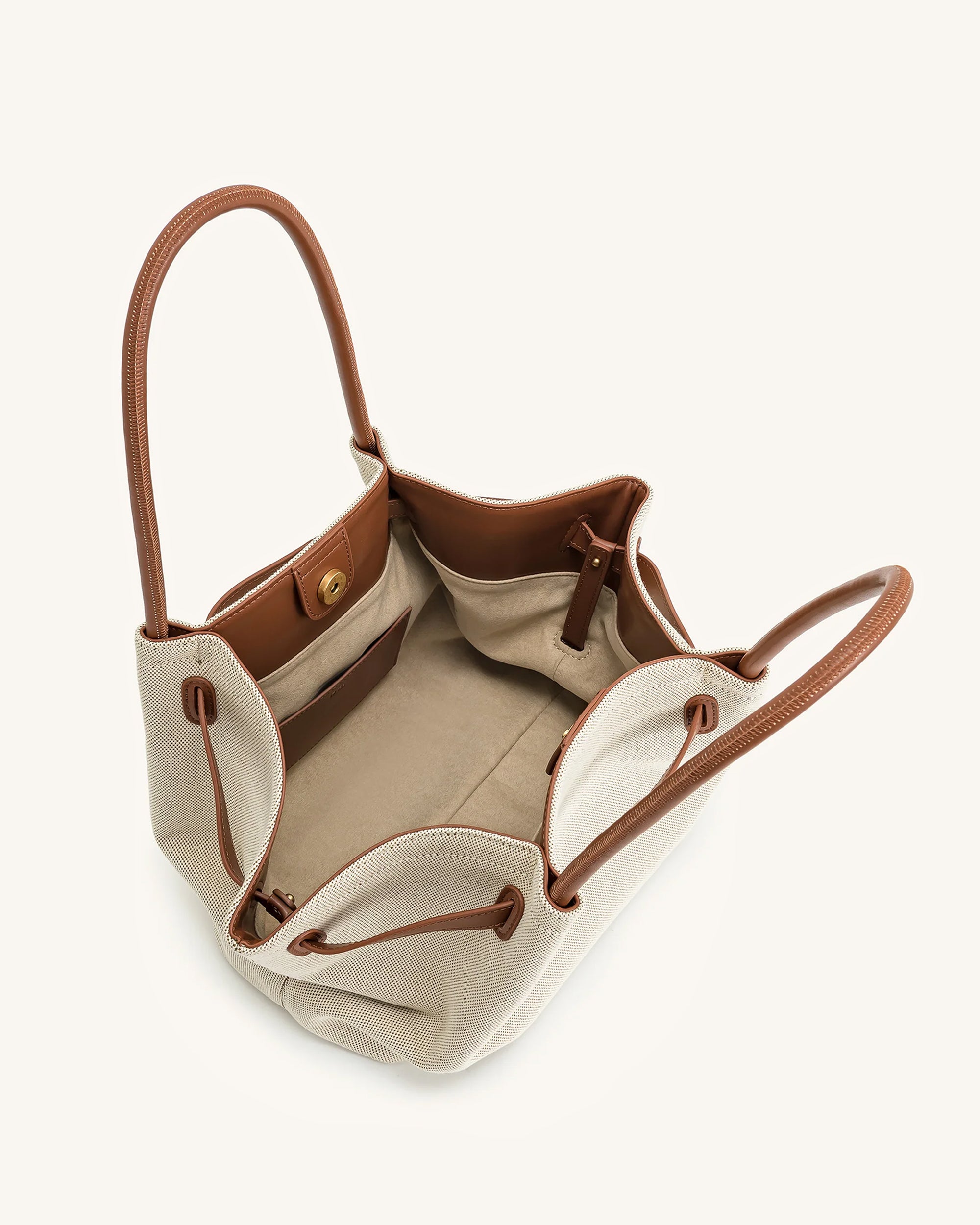 Hana Large Tote Bag - Brown Canvas