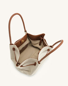 Hana Large Tote Bag - Brown Canvas