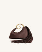 Nell Fringe Hardware Top Handle Bag - Deep Brown
