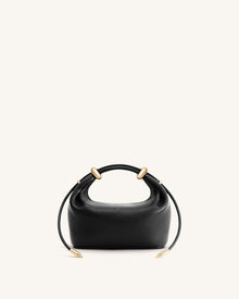 Ellie Metal Ring Embellished Top Handle Bag - Black