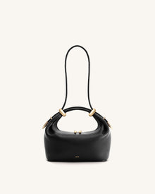 Ellie Metal Ring Embellished Top Handle Bag - Black