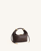 Ellie Metal Ring Embellished Top Handle Bag - Dark Brown