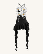 Orchid Embroidered Ruffle Hem Mini Dress - Black