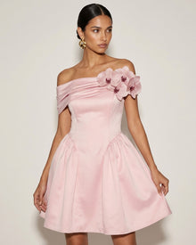 Orchid Embellished Off-Shoulder Mini Dress - Blush Pink