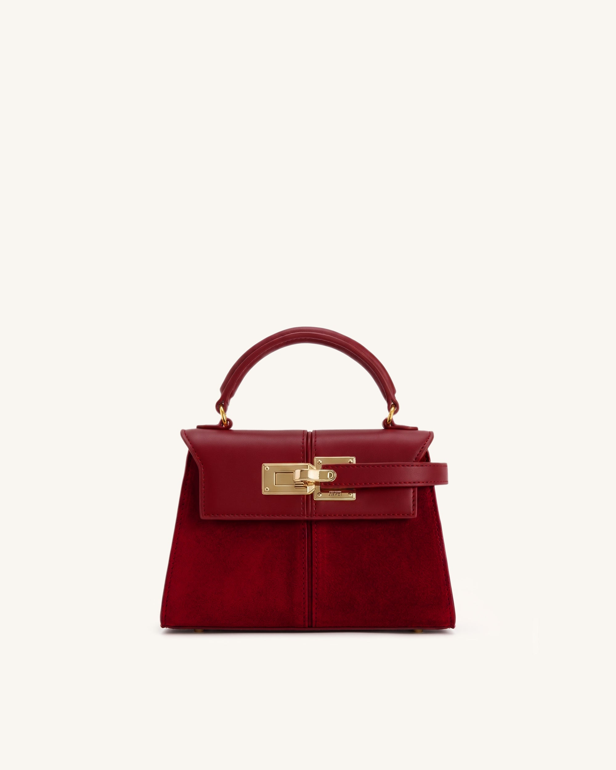 Elise Faux Suede Top Handle Bag - Deep Burgundy