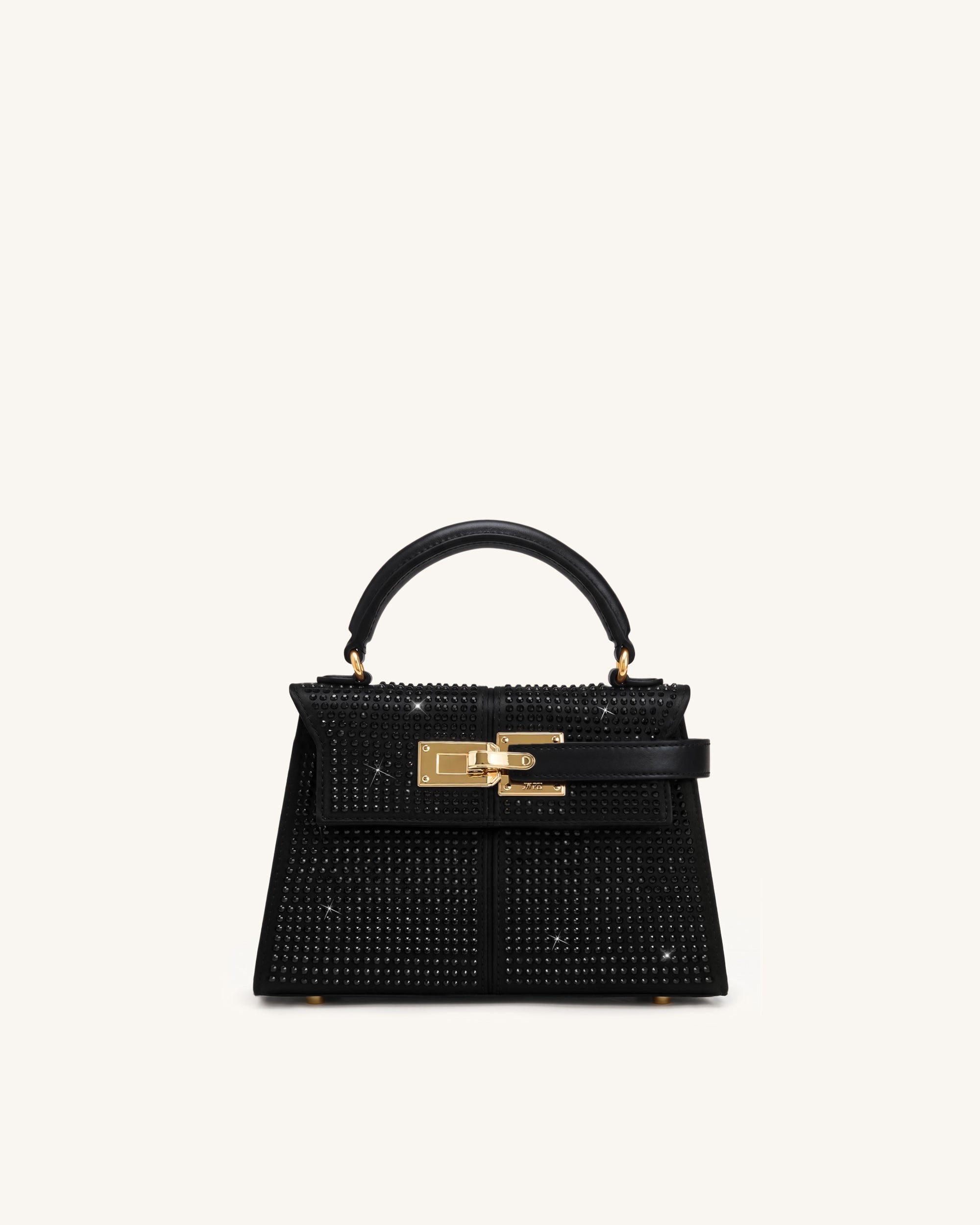 Elise Artificial Crystal Top Handle Bag - Ink Black