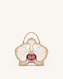 Flora Orchid Shaped Top Handle Bag - Champagne