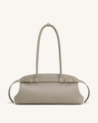 Arden Pebbled Belt Detail East-West Shoulder Bag - Taupe