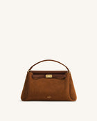 Carmen Faux Suede Top Handle Bag - Brown