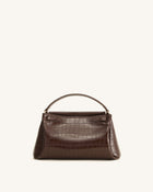 Carmen Top Handle Bag - Dark Brown Croc