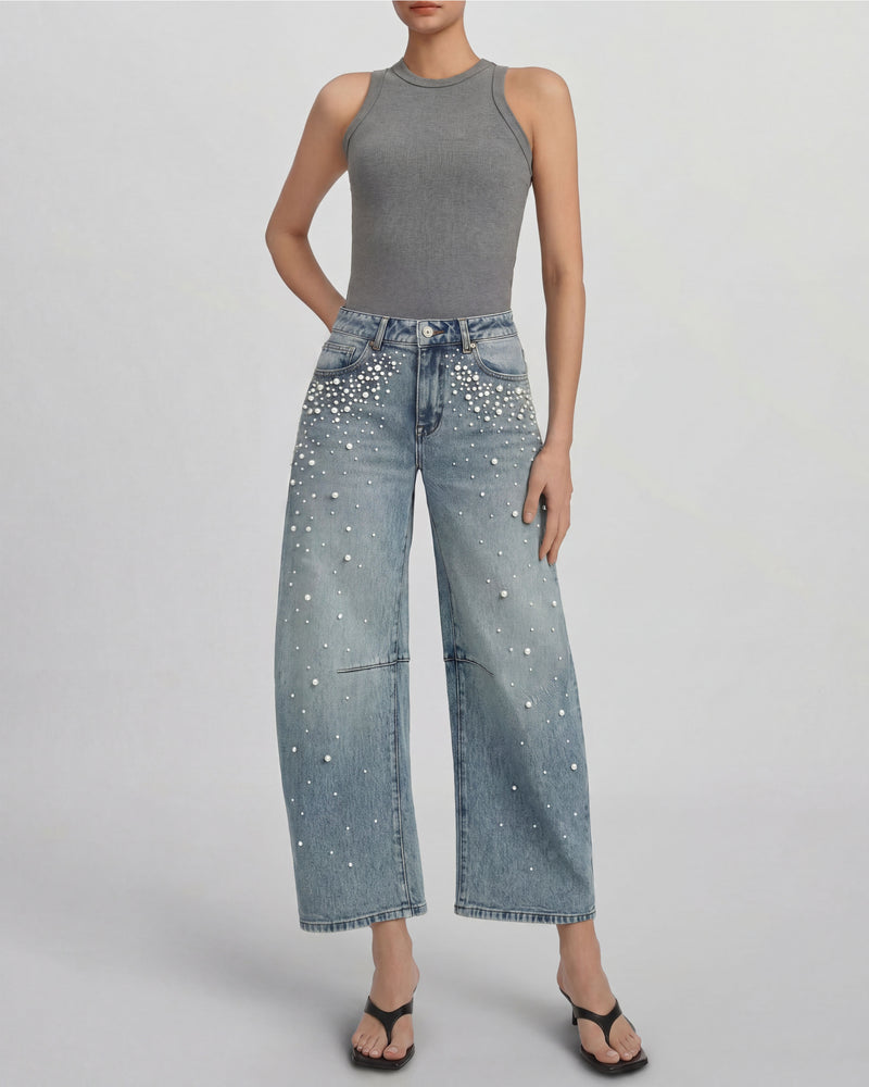 The Debutante Scattered Keepsake Pearl Jeans - Clear Sky Thinking