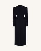 Structured Shoulder Fitted Lapel Maxi Coat - Black