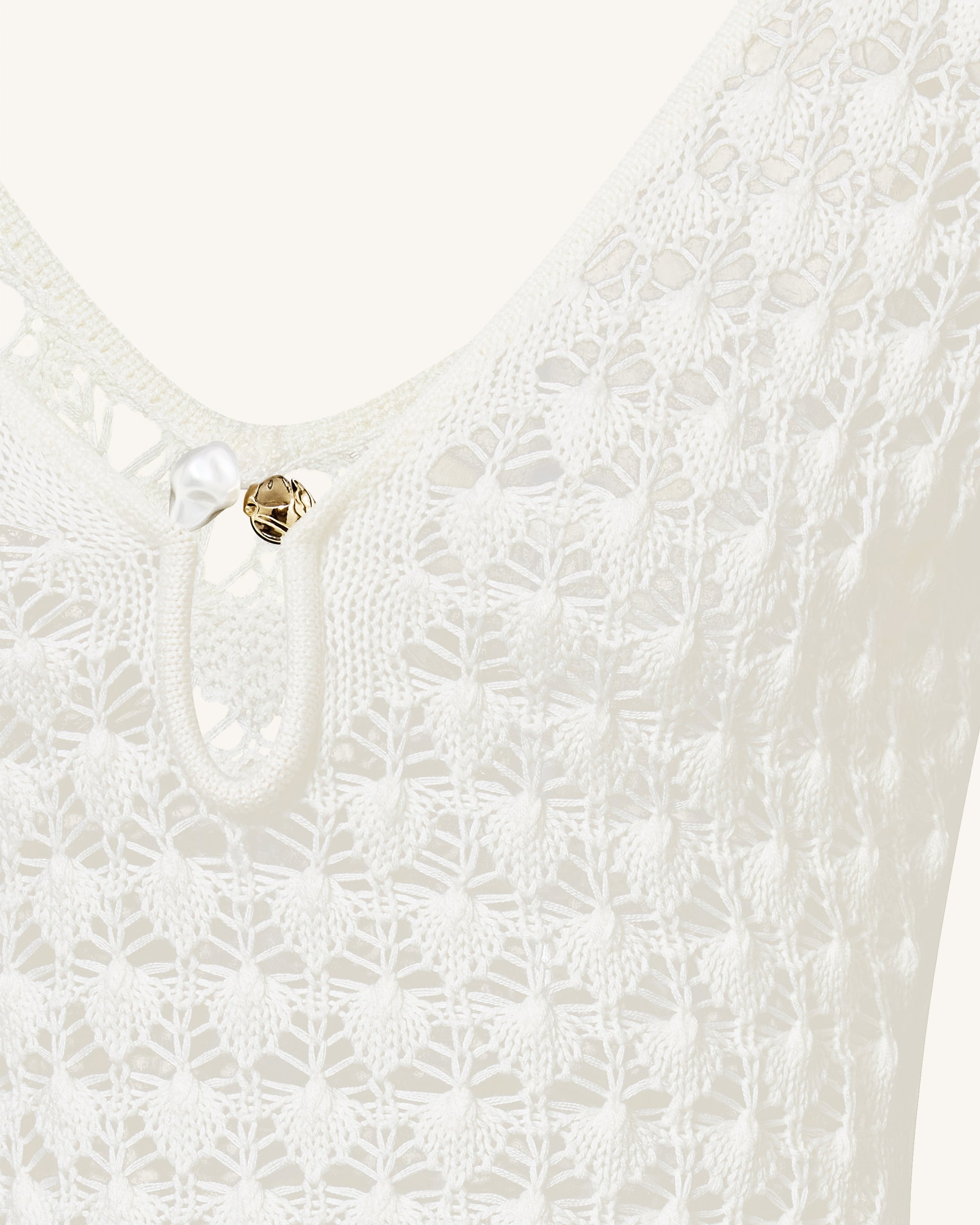 Pointelle Knit Keyhole Mini Dress - White
