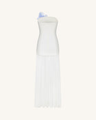 Floral Print Strapless Mixed Maxi Dress - Ivory