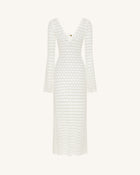Pointelle Knit Keyhole Maxi Dress - White