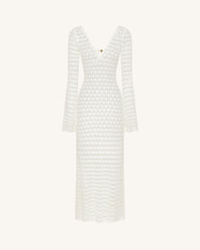Pointelle Knit Keyhole Maxi Dress - White