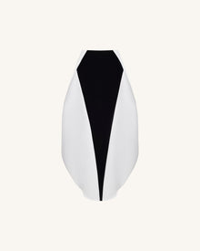 Monochrome Paneled Structured Pannier Maxi Skirt - Black