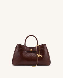Maeve Dachshund Charm Satchel Tote Bag - Deep Burgundy