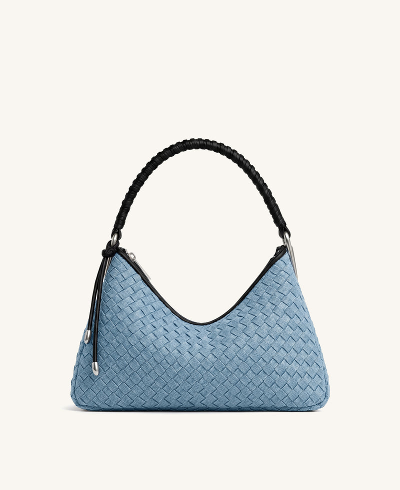Lorena Woven Denim Shoulder Bag - Light Blue