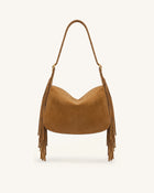 Avery Fringe Faux Suede Shoulder Bag - Brown
