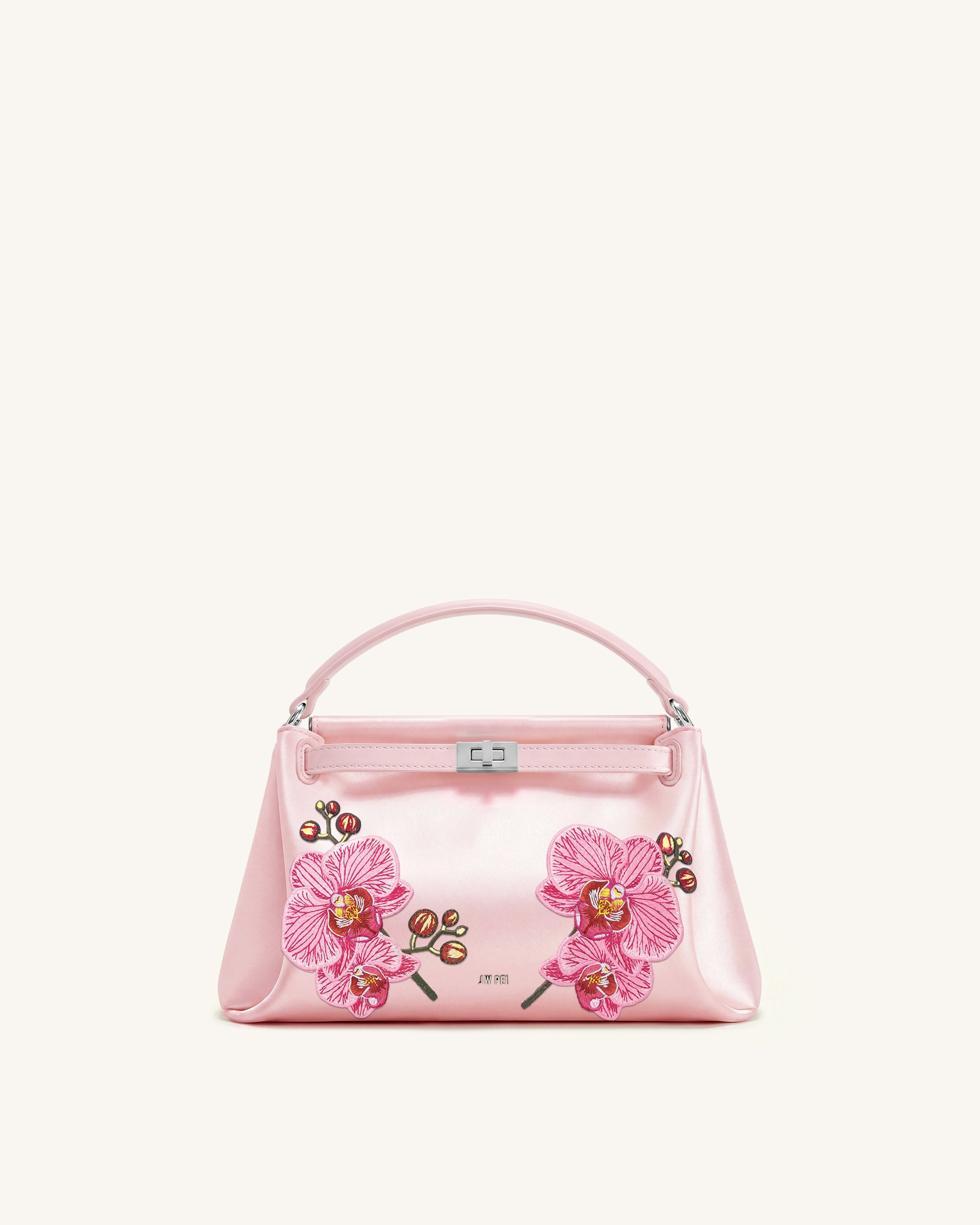 Carmen Phalaenopsis Orchid Embroidery Top Handle Bag - Roland Pink