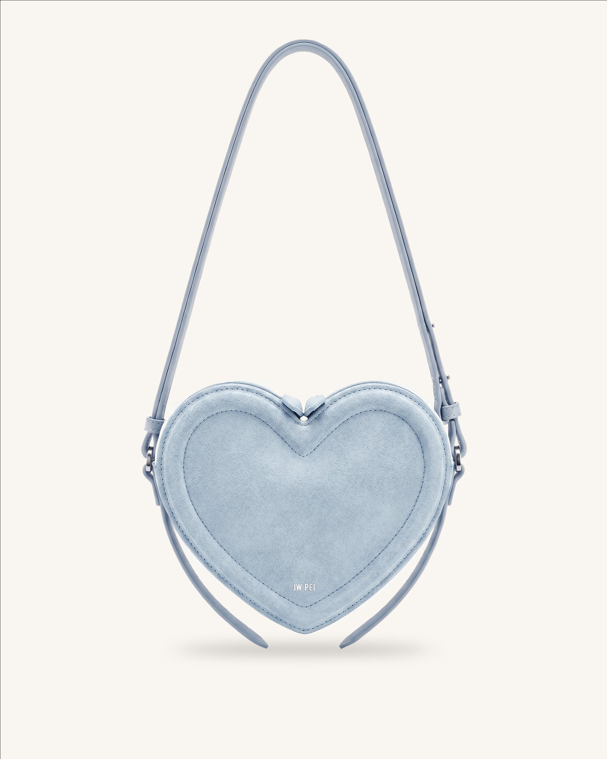 Arlene Faux Suede Heart Shape Crossbody Bag - Light Blue