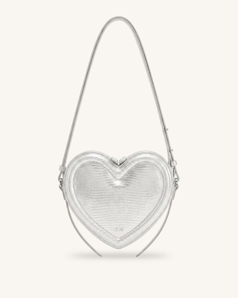 Arlene Heart Shaped Crossbody Bag - Light Grey
