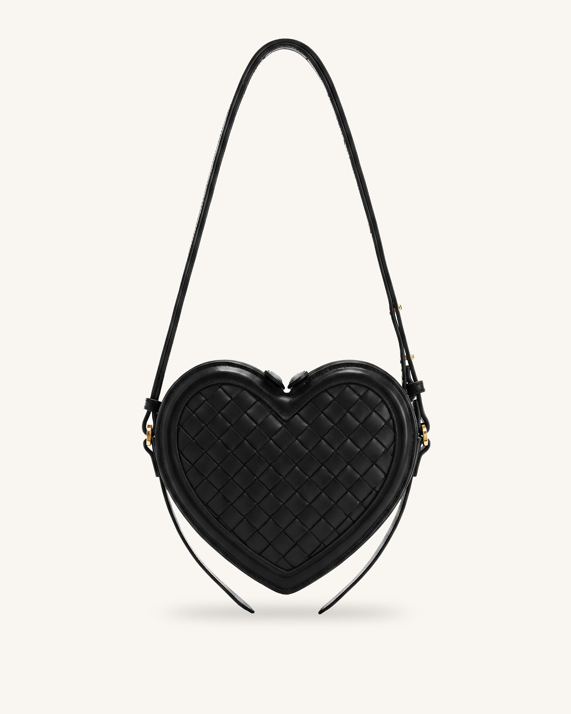 Arlene Woven Heart Shape Crossbody Bag - Charcoal Black