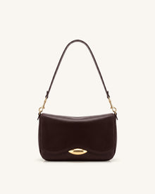 Sofia Classic Flap Shoulder Bag - Dark Brown