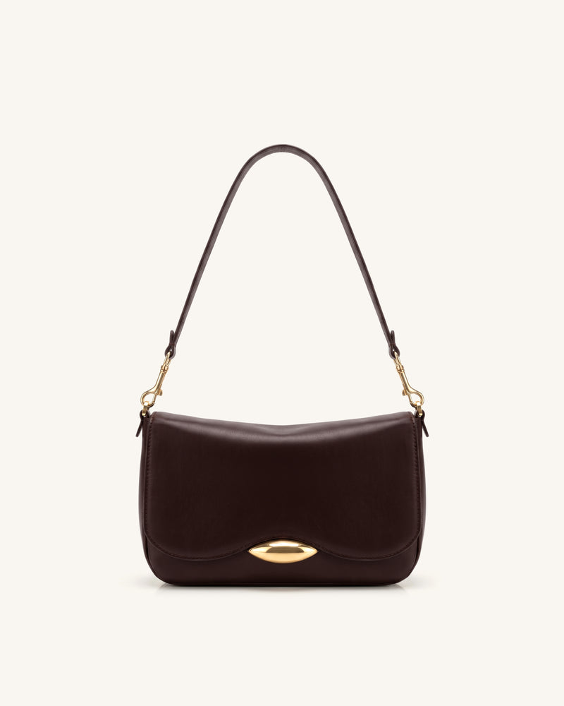 Sofia Classic Flap Shoulder Bag - Dark Brown