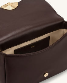 Sofia Classic Flap Shoulder Bag - Dark Brown