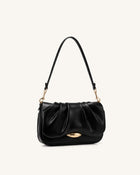 Sofia Ruched Shoulder Bag - Black