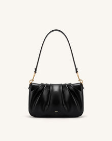 Sofia Ruched Shoulder Bag - Black