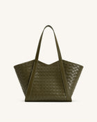 Kiana Large Capacity Weave Texture Tote Bag - Dark Olive