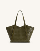 Kiana Large Capacity Weave Texture Tote Bag - Dark Olive