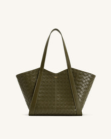 Kiana Large Capacity Weave Texture Tote Bag - Dark Olive