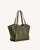Kiana Large Capacity Weave Texture Tote Bag - Dark Olive