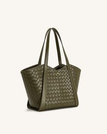 Kiana Large Capacity Weave Texture Tote Bag - Dark Olive