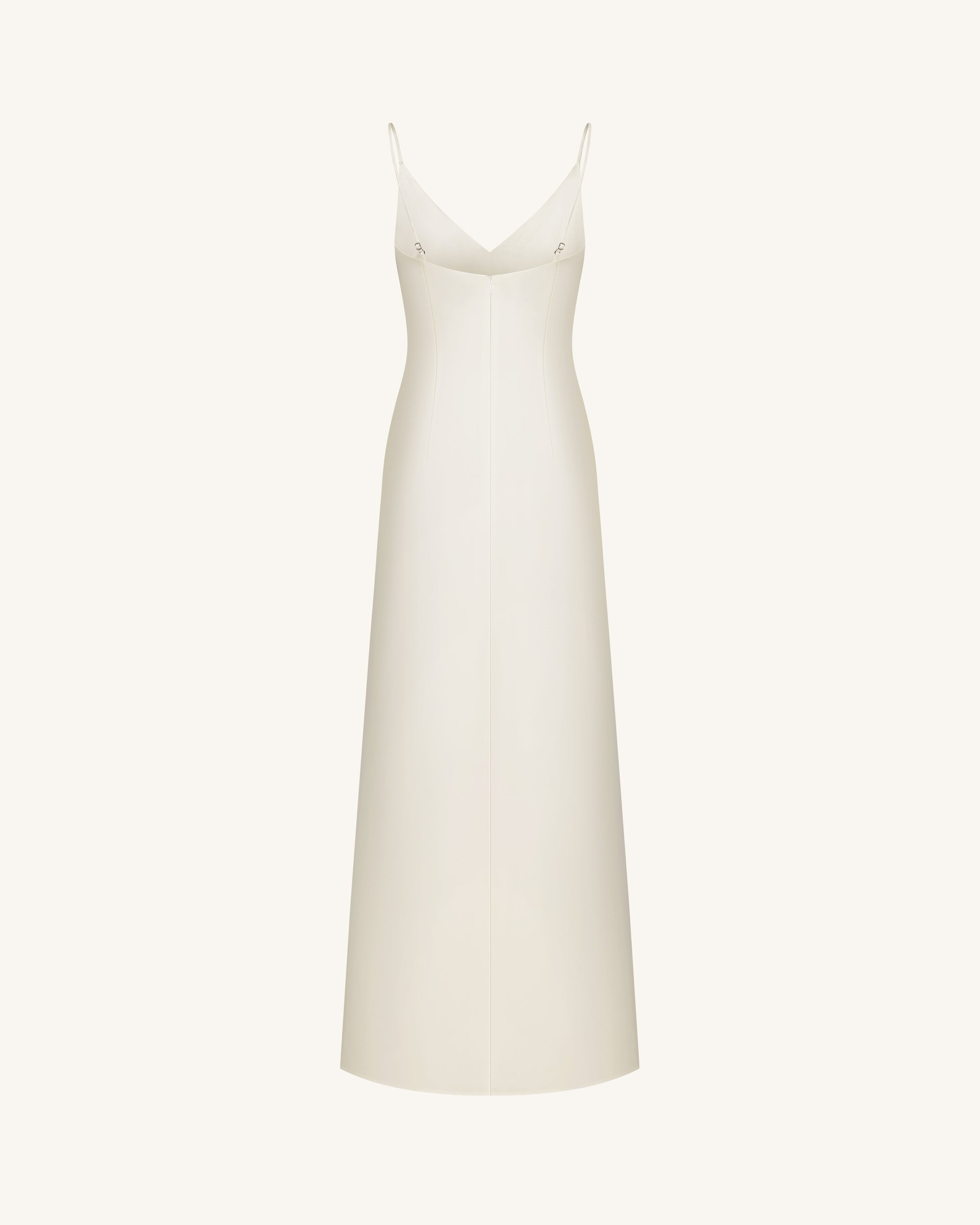 Iris Motif Satin Slip Gown - White