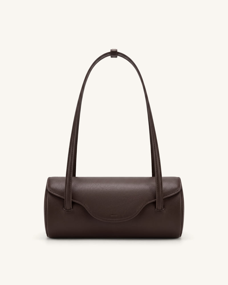 Solenne Barrel Shoulder Bag - Dark Brown